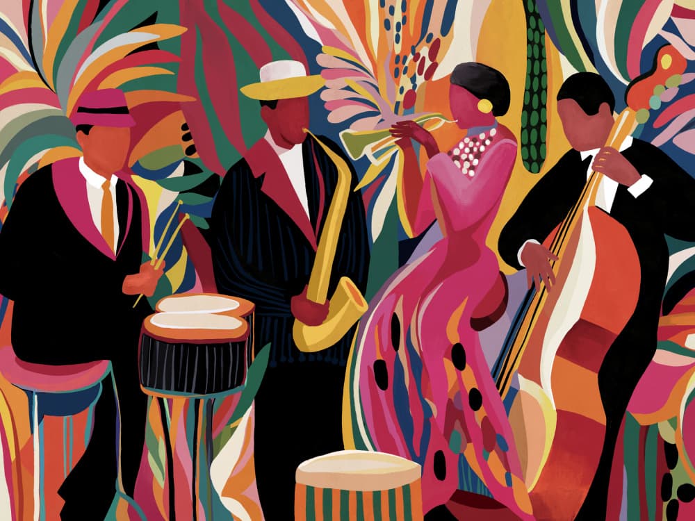 Vibrant Jazz Band by CATS AND DOTZ — canvas wall art