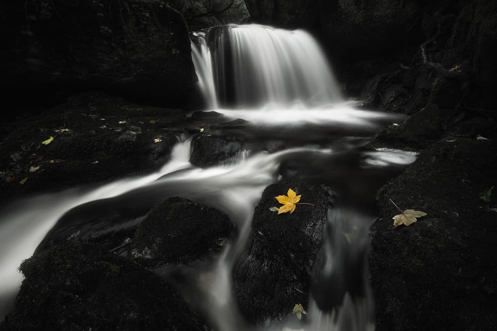Autumn Waterfall Glow by Burger Jochen — canvas wall art