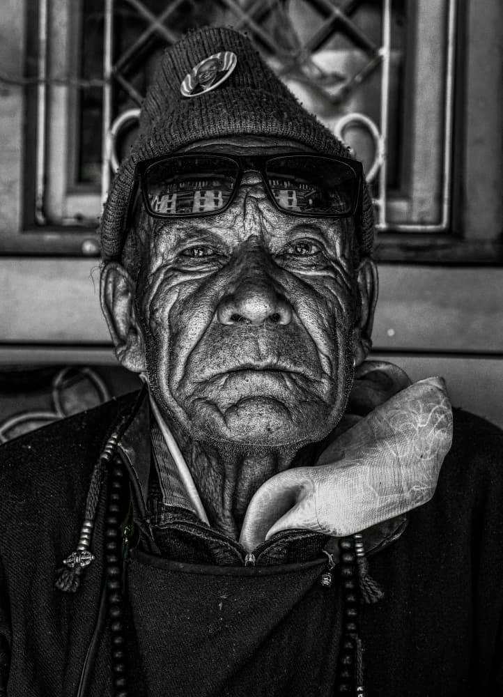 Wise Old Man Portrait by Ajit Kumar Majhi — canvas wall art