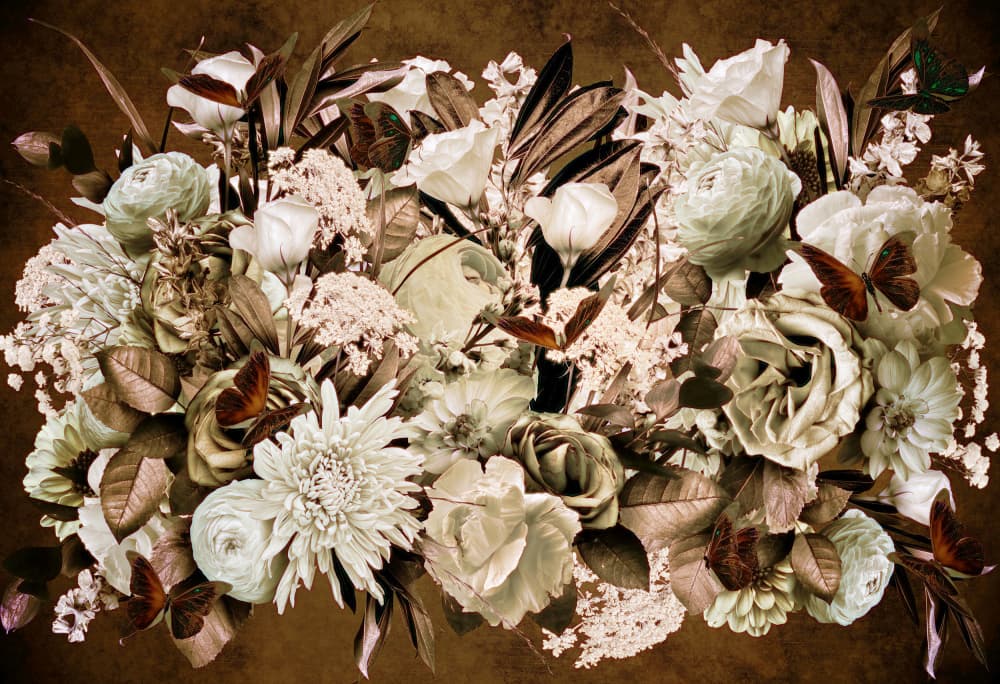 Vintage Floral Butterflies by Sue Skellern — canvas wall art