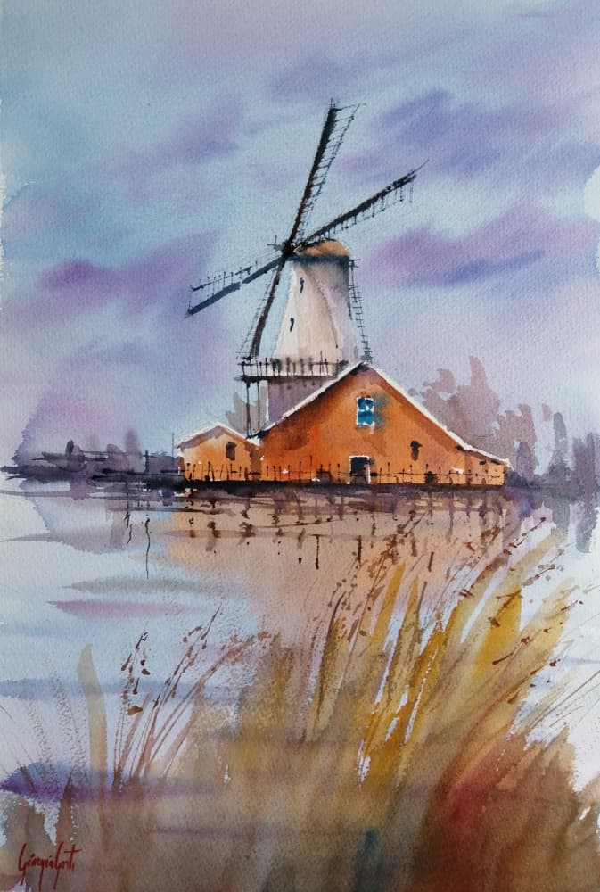 Rustic Windmill Reflection by Giorgio Gosti — canvas wall art