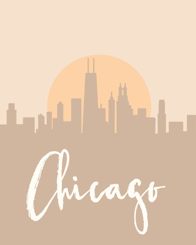 Warm Chicago Skyline by Emiliano Deificus — canvas wall art