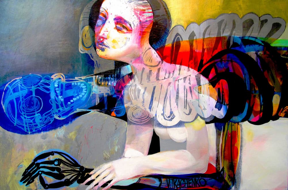 Pensive Robotic Woman by Victor Tkachenko — canvas wall art