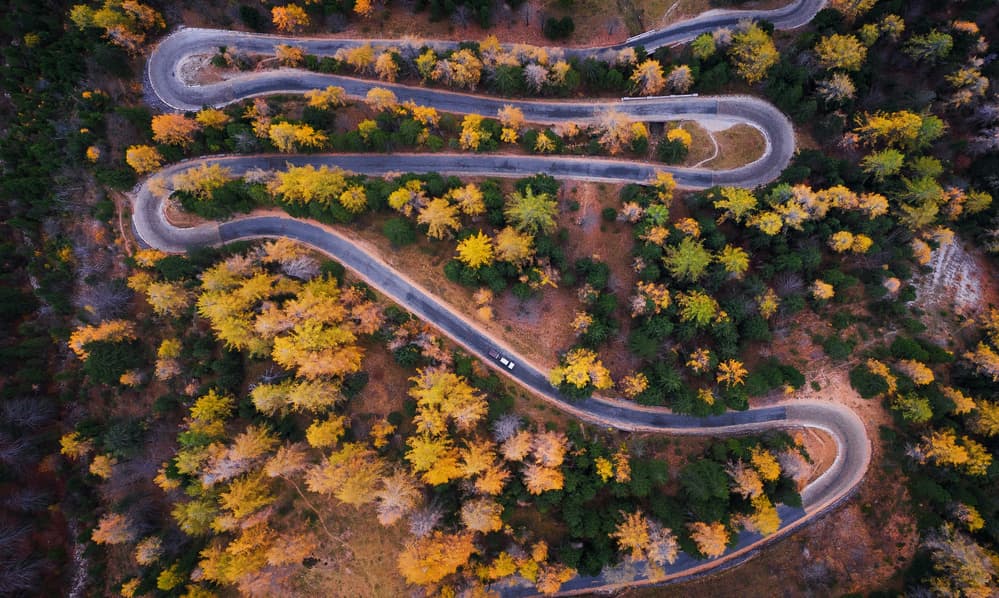Winding Autumn Road by Ales Krivec — canvas wall art