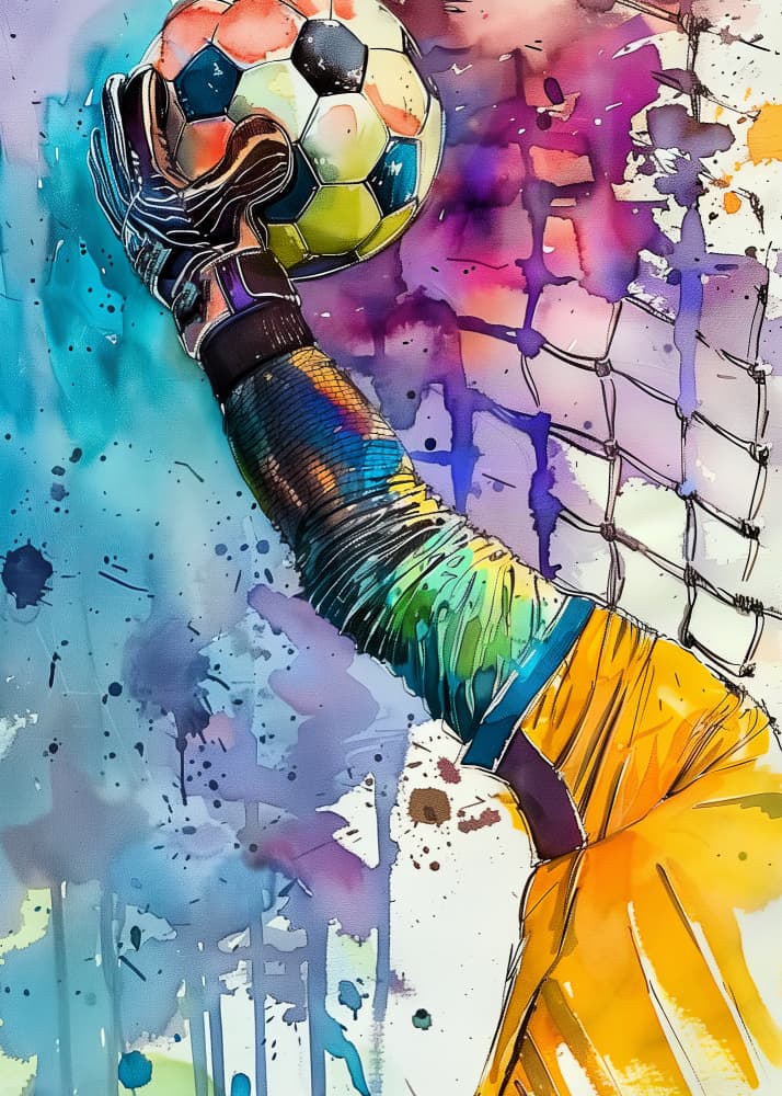 Vibrant Goalkeeper Save by Justyna Jaszke — canvas wall art