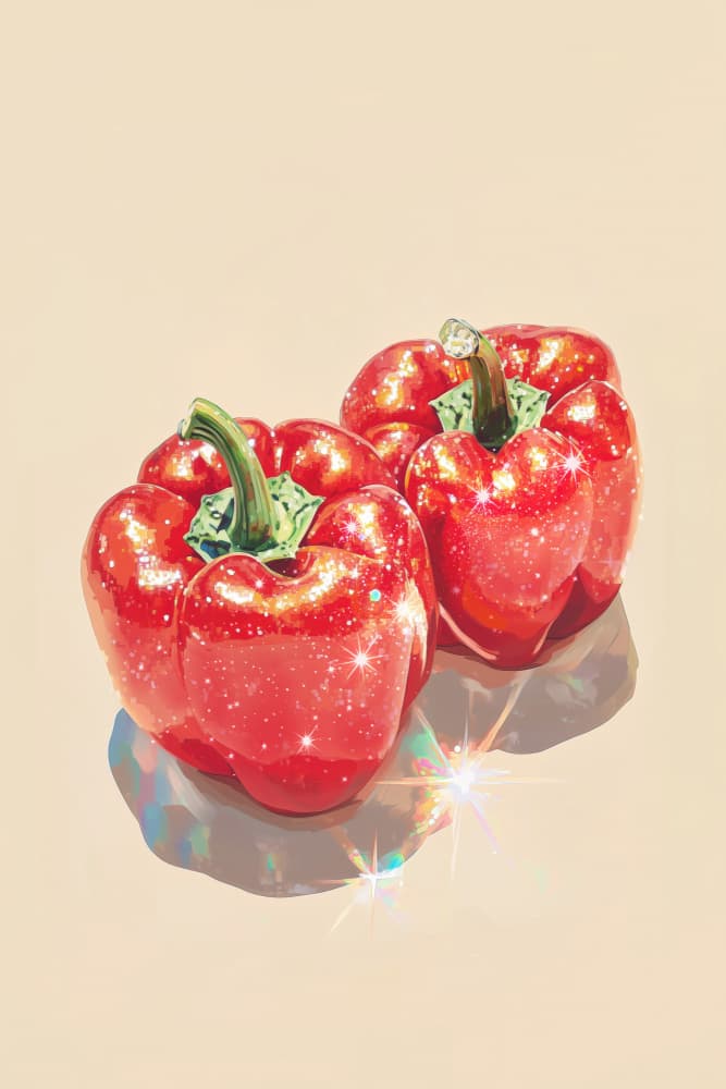 Sparkling Red Peppers by Melloi Art Prints — canvas wall art