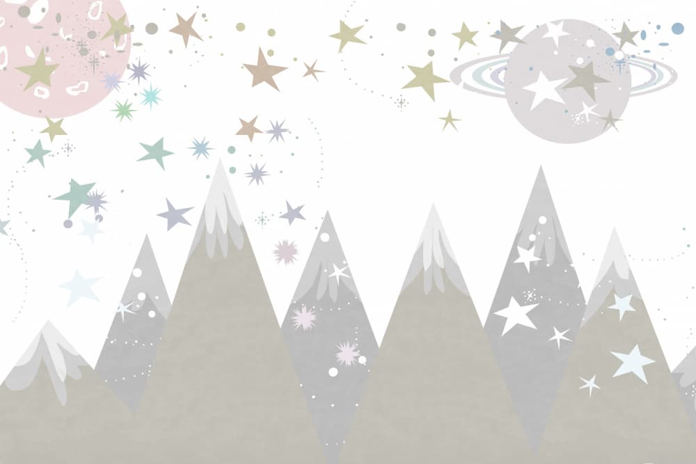 Whimsical Starry Mountains by casa cartissi — canvas wall art