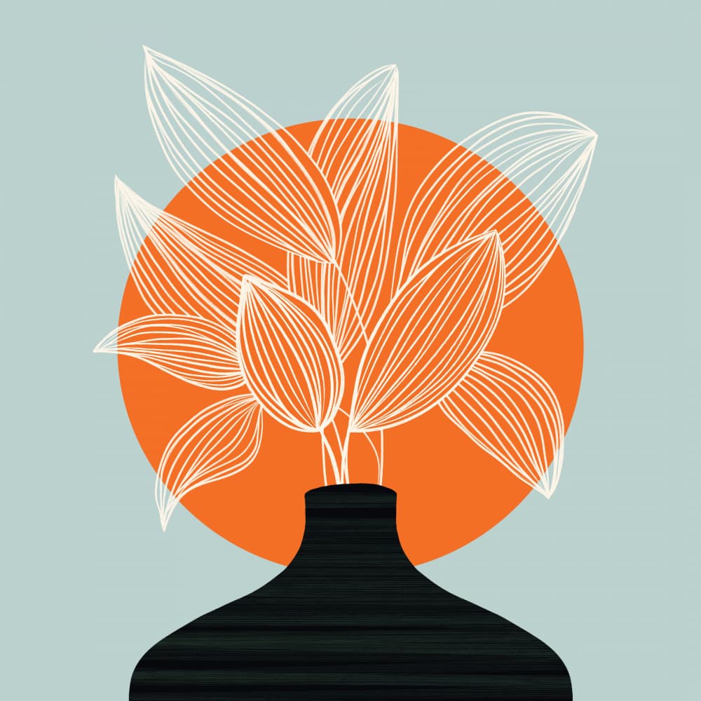 Modern Botanical Circle Vase by Kristian Gallagher — canvas wall art