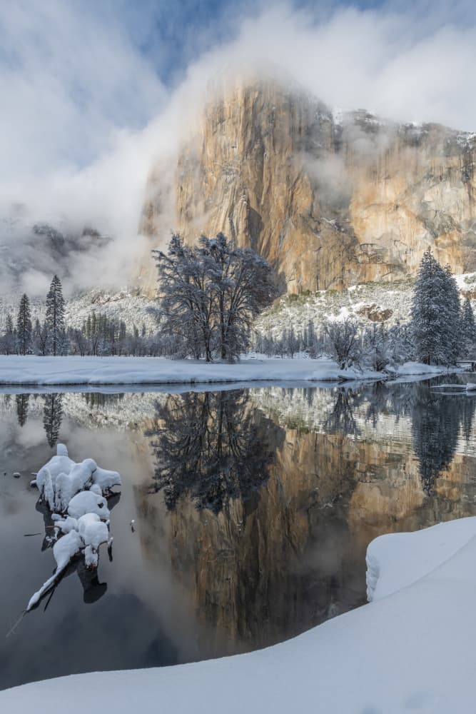 Misty Winter Mountain Reflection by Ryan Li — canvas wall art