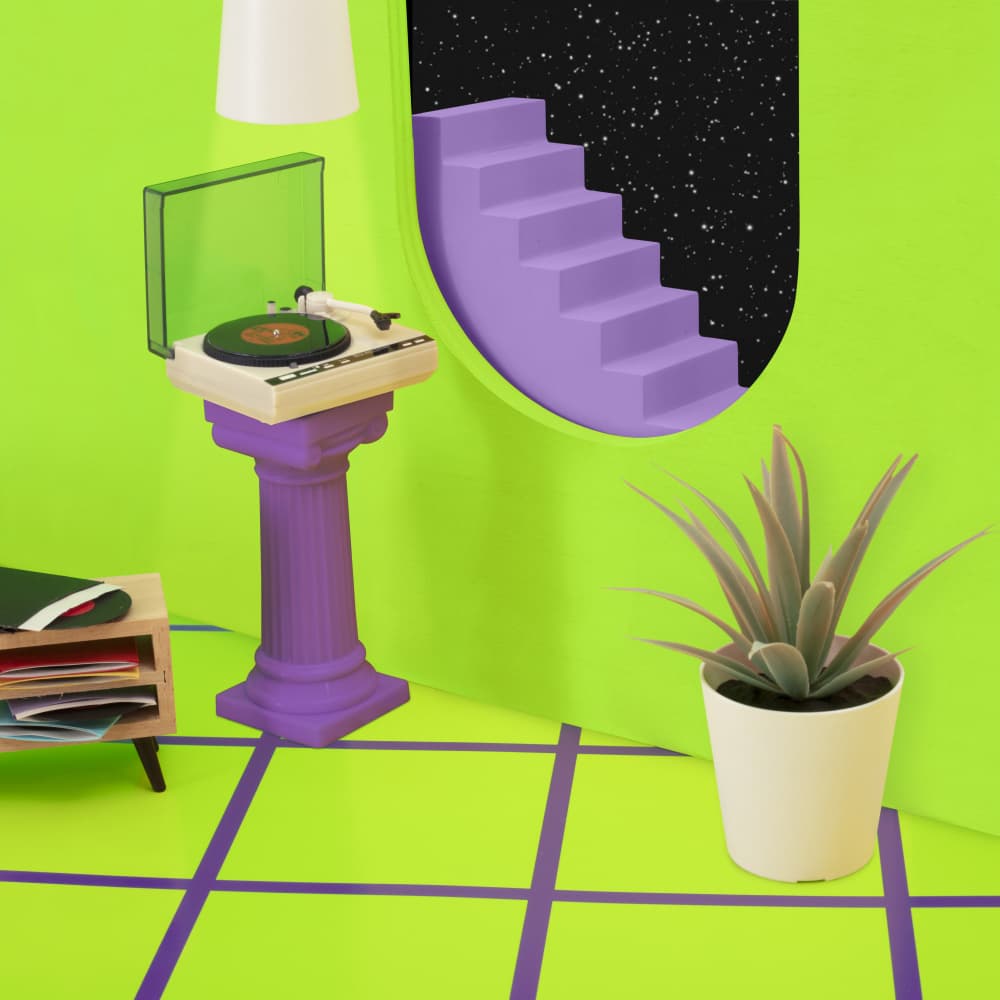 Retro Music Room Portal by Julia Ramiro — canvas wall art