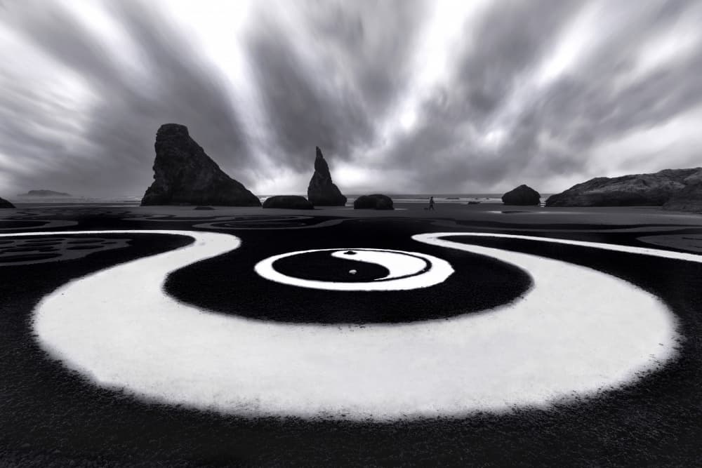 Yin Yang Beach Path by DonnaHom APA — canvas wall art