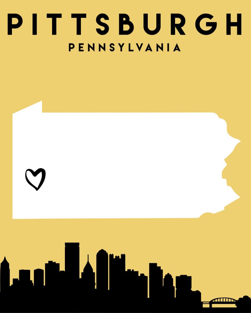 Pittsburgh Pennsylvania Map Heart by Emiliano Deificus — canvas wall art