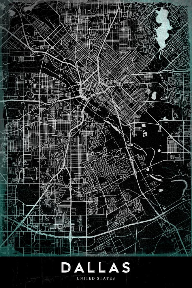 Modern Dallas City Map by StudioSix — canvas wall art