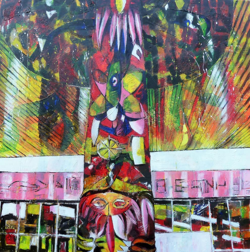 Vibrant City Abstract Column by Barbara Piatti — canvas wall art