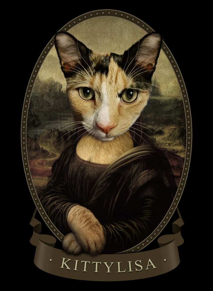 Mona Lisa Cat Portrait by Adam Lawless — canvas wall art