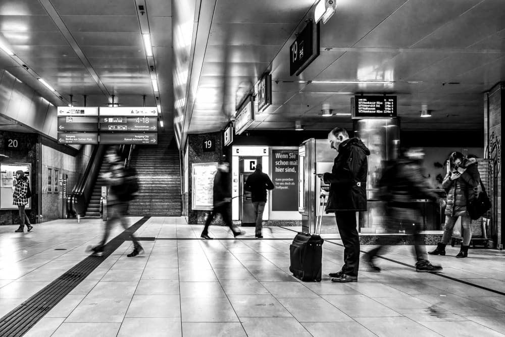 Urban Commuters In Motion by Adam Street Photographer — canvas wall art