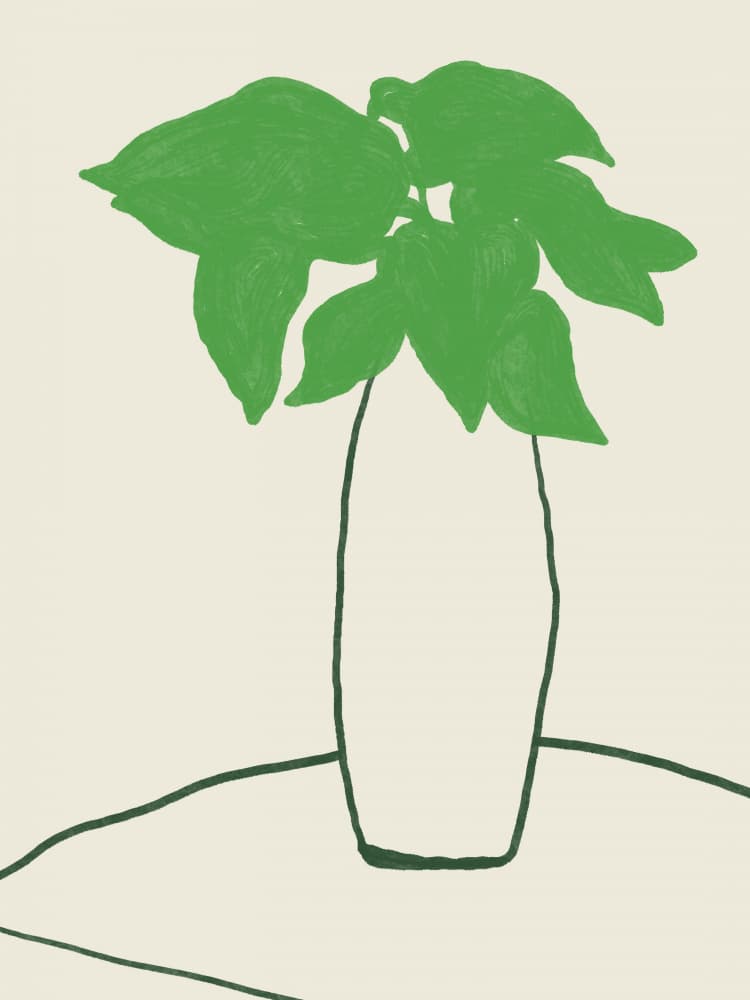 Green Plant In Vase by Little Dean — canvas wall art
