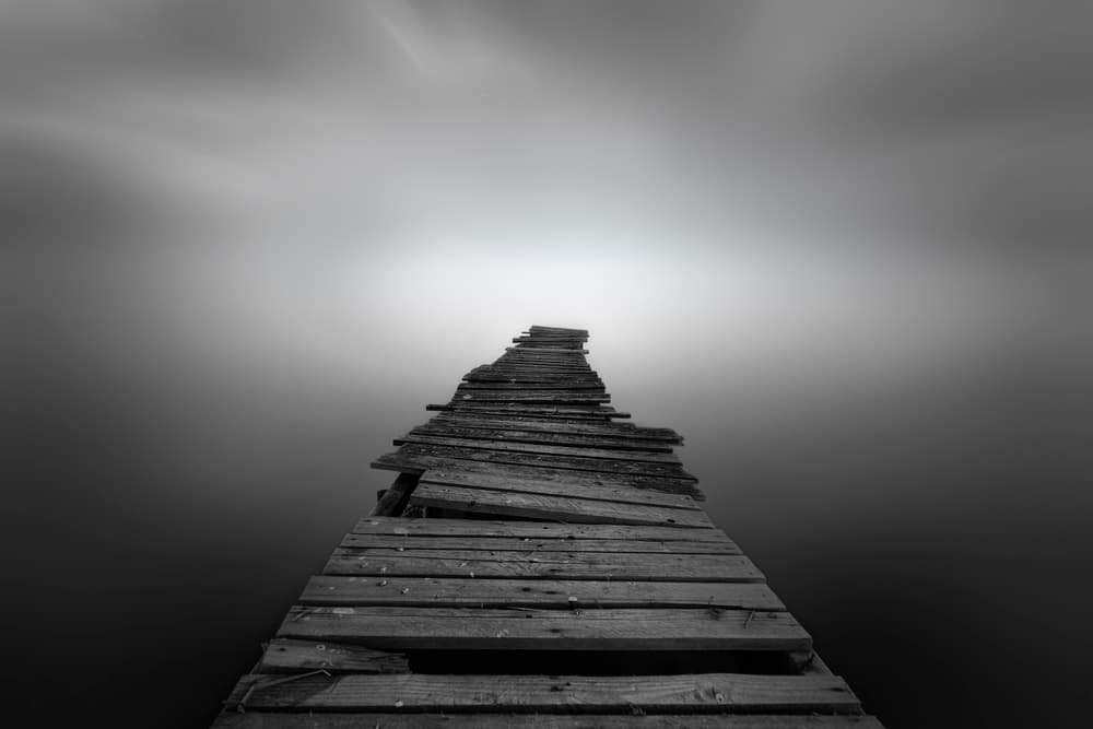 Broken Pier In Fog by Joaquin Guerola — canvas wall art