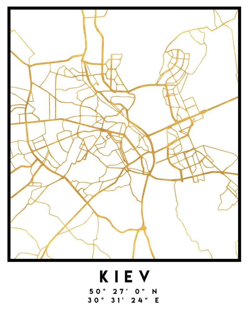 Golden Kiev Map by Emiliano Deificus — canvas wall art