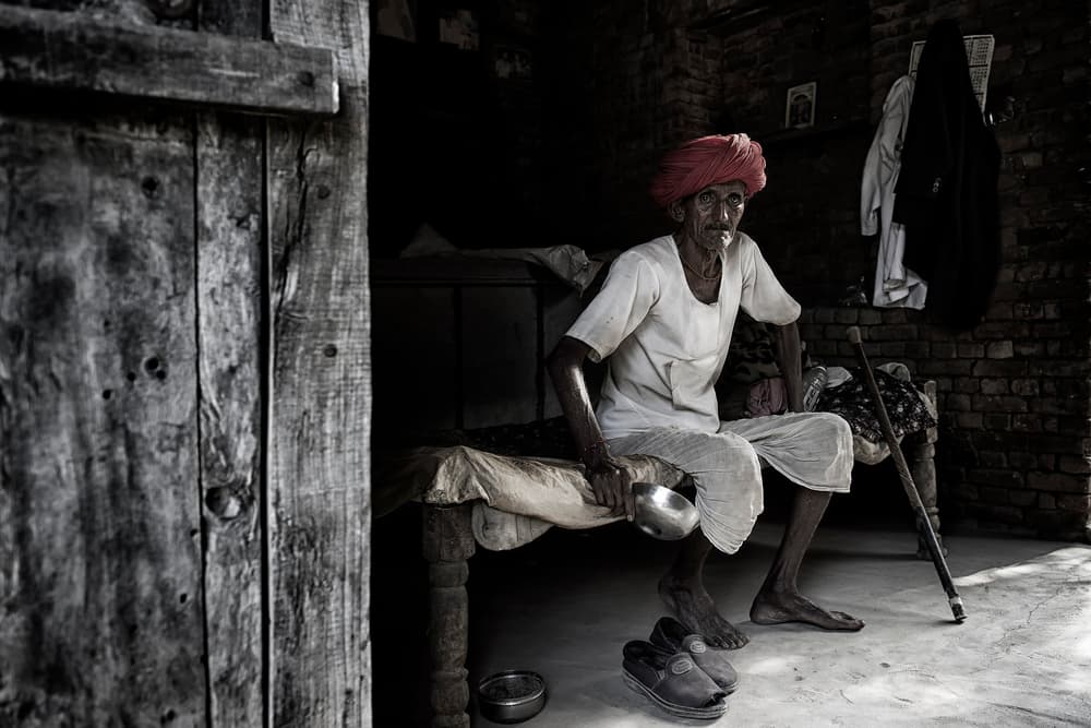 Elderly Man Red Turban by Eyal Amer — canvas wall art
