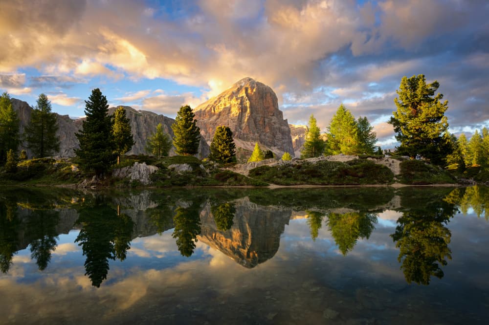 Mountain Lake Sunset Glow by Petr Kovar — canvas wall art