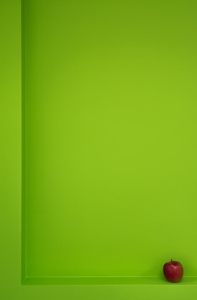 Red Apple Green Wall by Dominic Schroeyers — canvas wall art