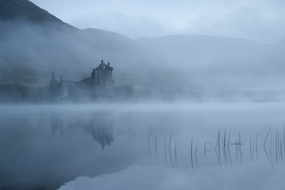Misty Castle Lake by Susanne Landolt — canvas wall art
