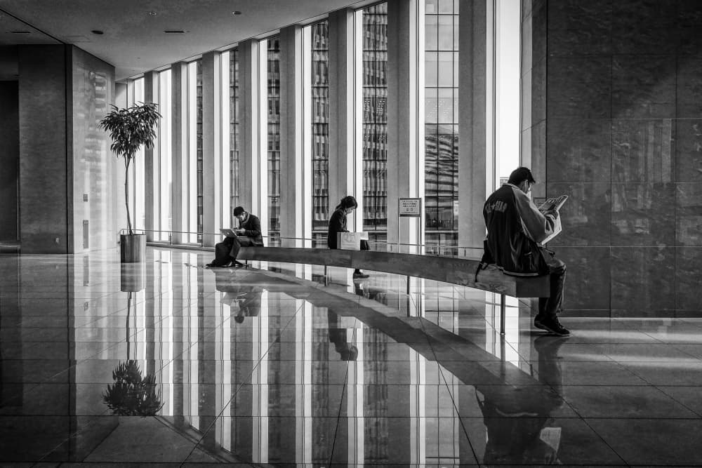 Quiet City Reflections by Haruyo Sakamoto — canvas wall art