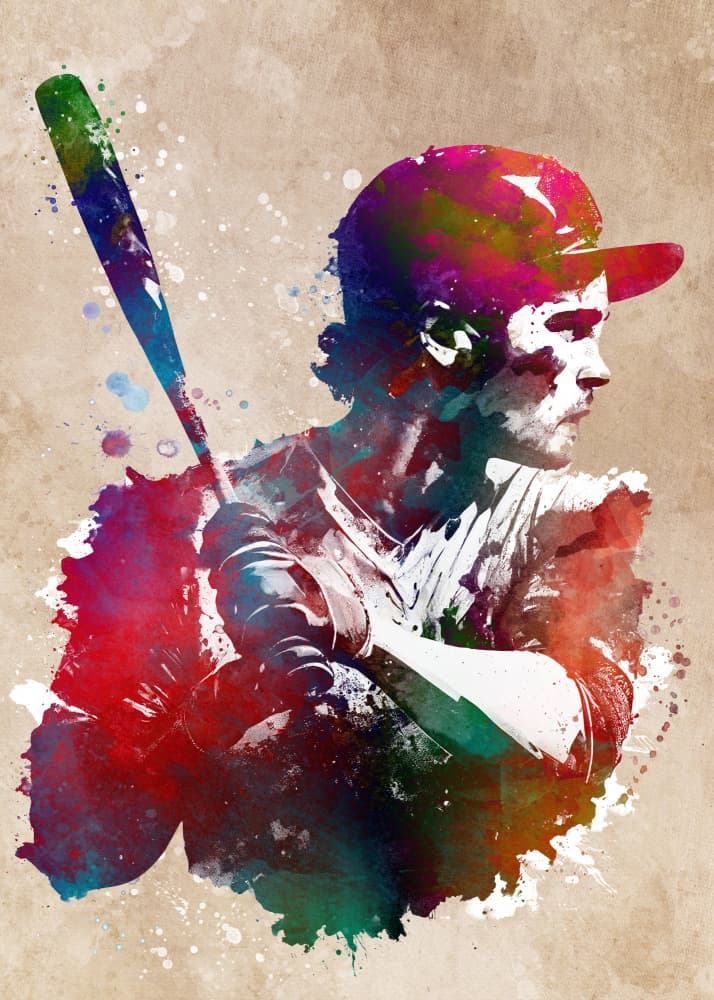 Colorful Baseball Batter by Justyna Jaszke — canvas wall art