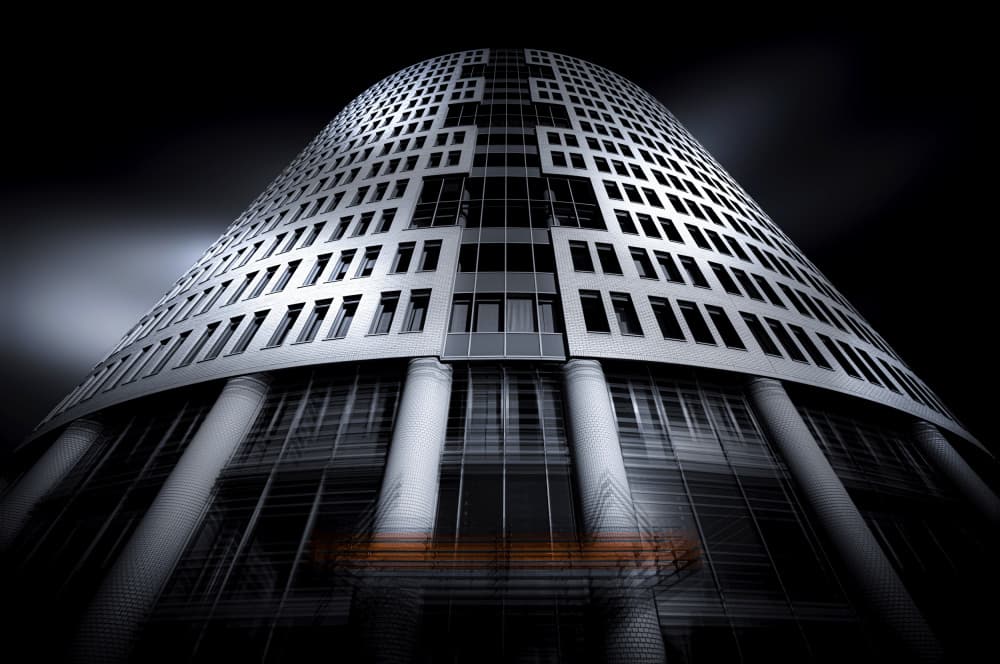 Modern Curved Skyscraper by Roland M Schwerdtfeger — canvas wall art
