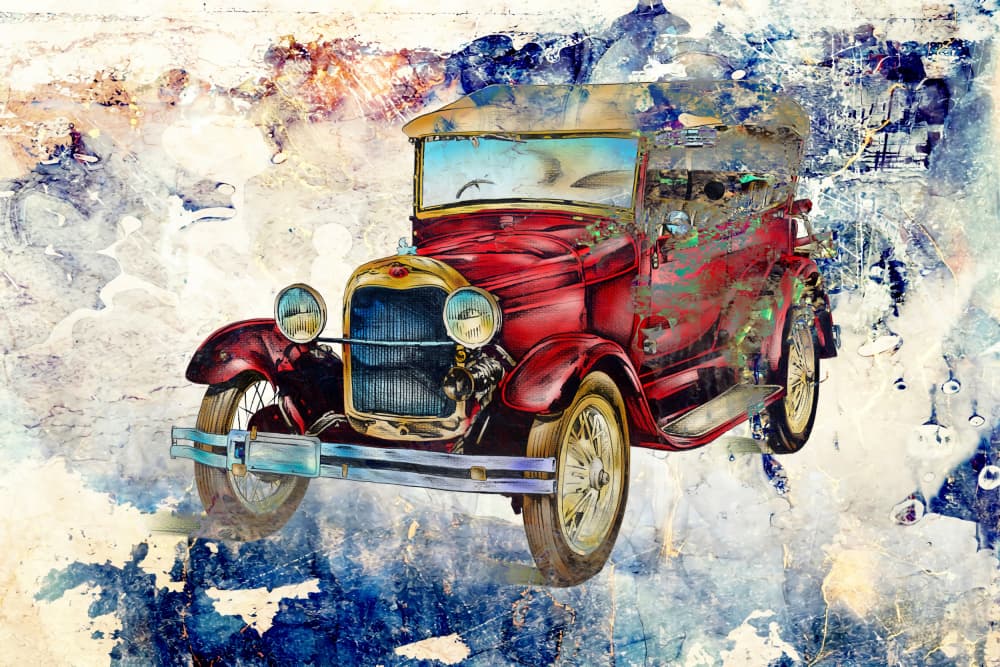 Artistic Vintage Red Car by Rafal Kulik — canvas wall art
