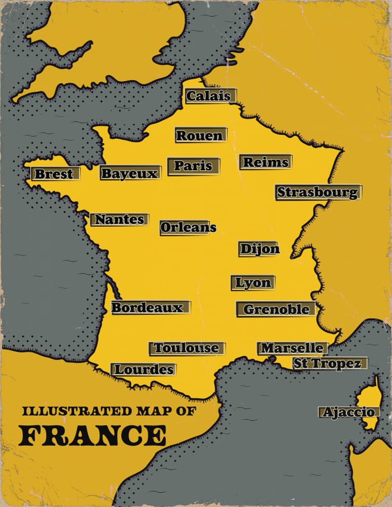 Illustrated Map of France by Nicholas — canvas wall art