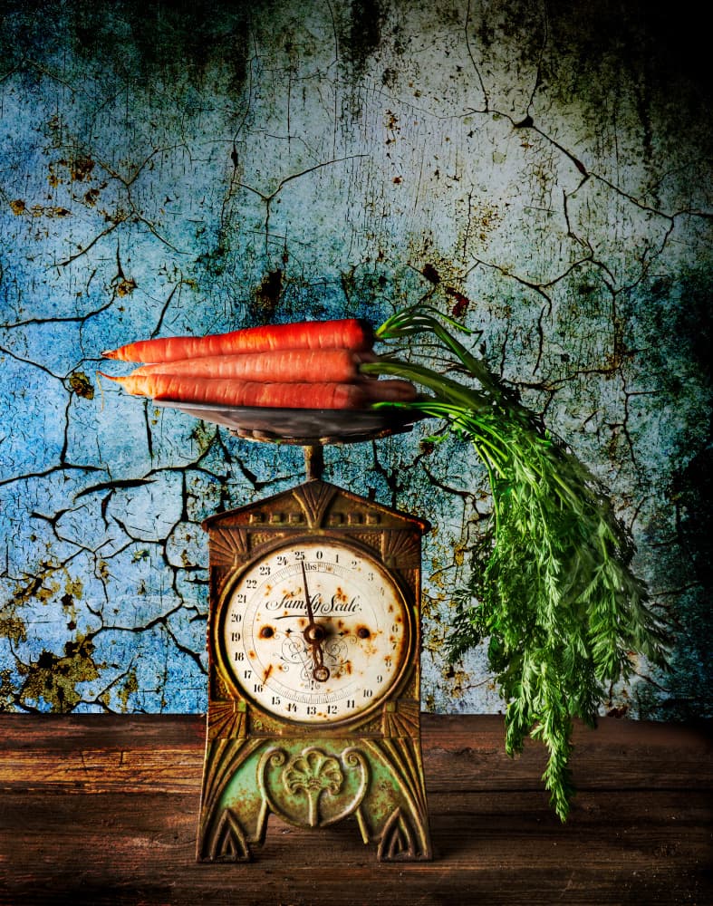 Fresh Carrots on Vintage Scale by Peter Paterson — canvas wall art