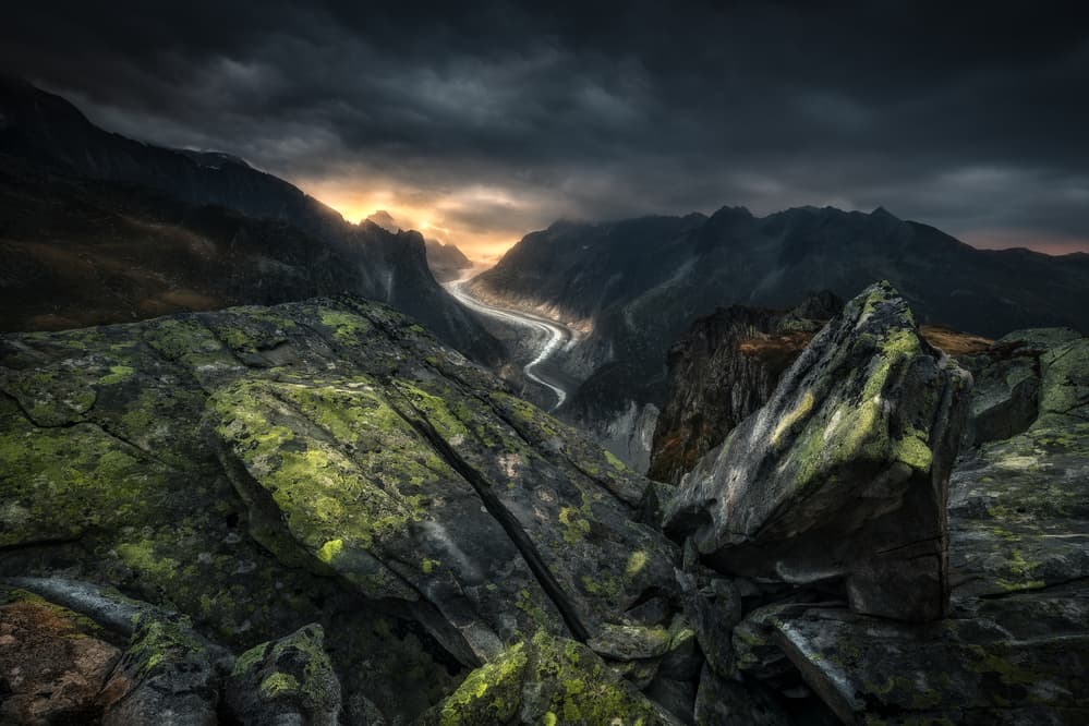 Dramatic Mountain Valley by Simon Roppel — canvas wall art