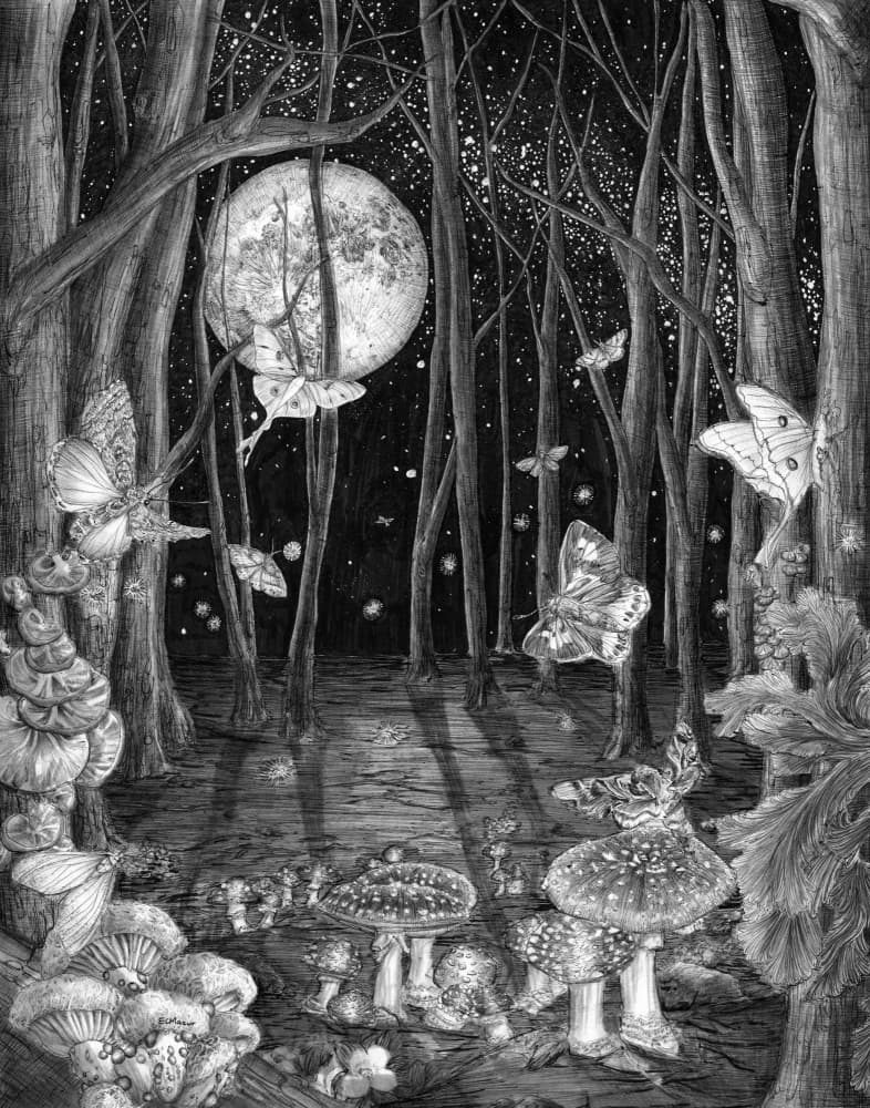 Moonlit Forest Glow by EC Mazur — canvas wall art