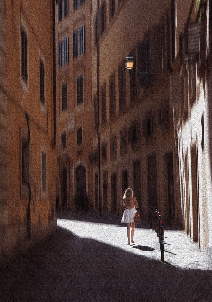 Woman In Roman Alley by Annette Guo — canvas wall art