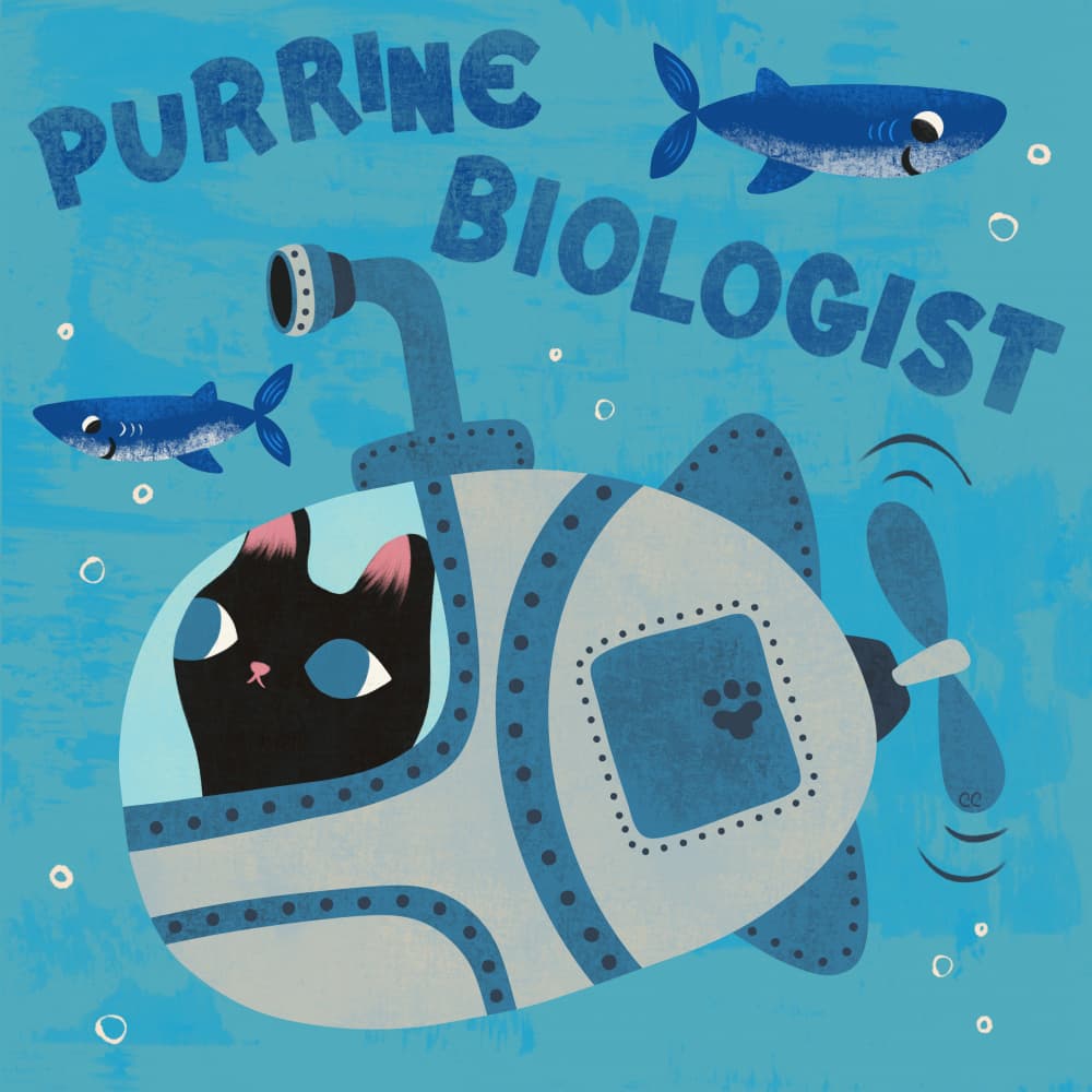 Purrine Biologist by Carrie Cantwell — canvas wall art