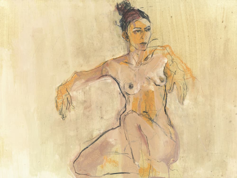 Elegant Nude Sketch by Ute Rathmann — canvas wall art