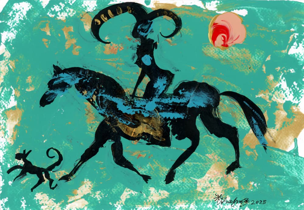 Abstract Horned Rider by Kanat Ibragimov — canvas wall art