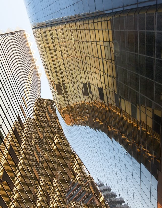Golden Skyscraper Reflections by Wayne Pearson — canvas wall art