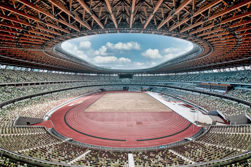 Modern Stadium Blue Sky by 大山　儀高 — canvas wall art