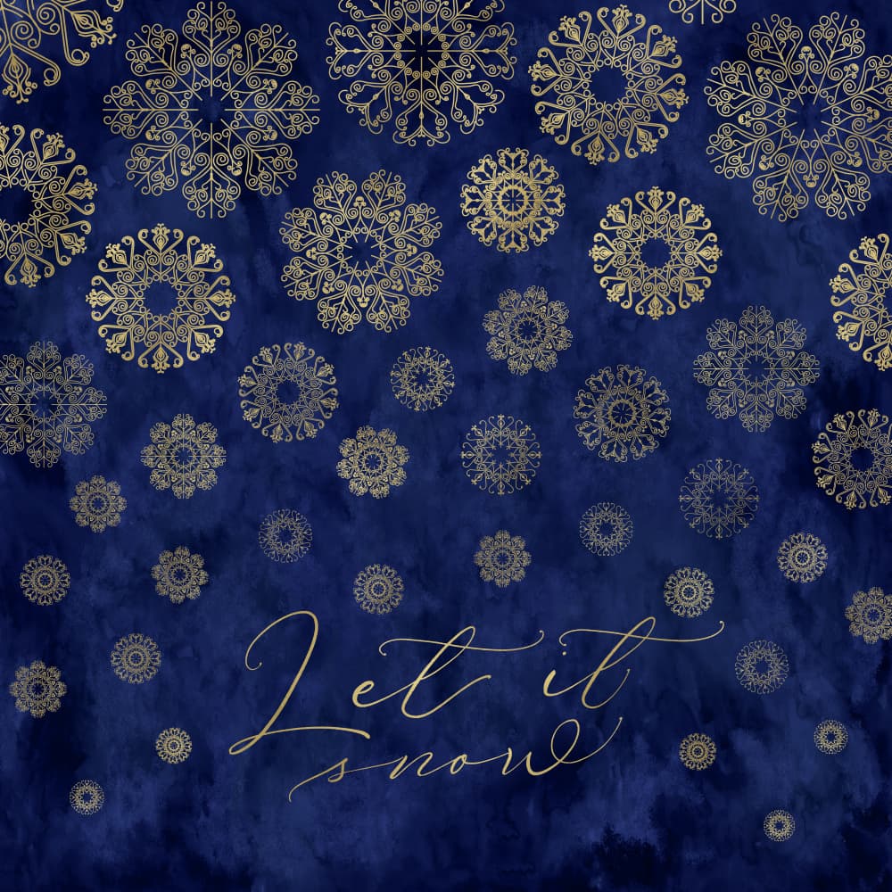 Golden Snowflakes Let It Snow by Rosana Laiz Blursbyai — canvas wall art