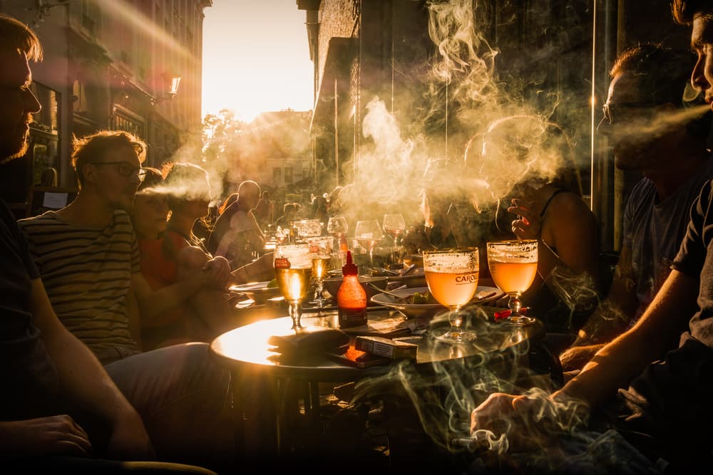 Smoky Golden Hour Cafe by Adrian Popan — canvas wall art