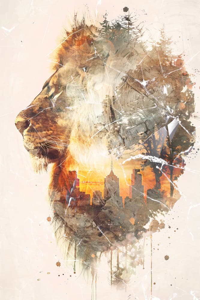 Wild Urban Lion by Rafal Kulik — canvas wall art