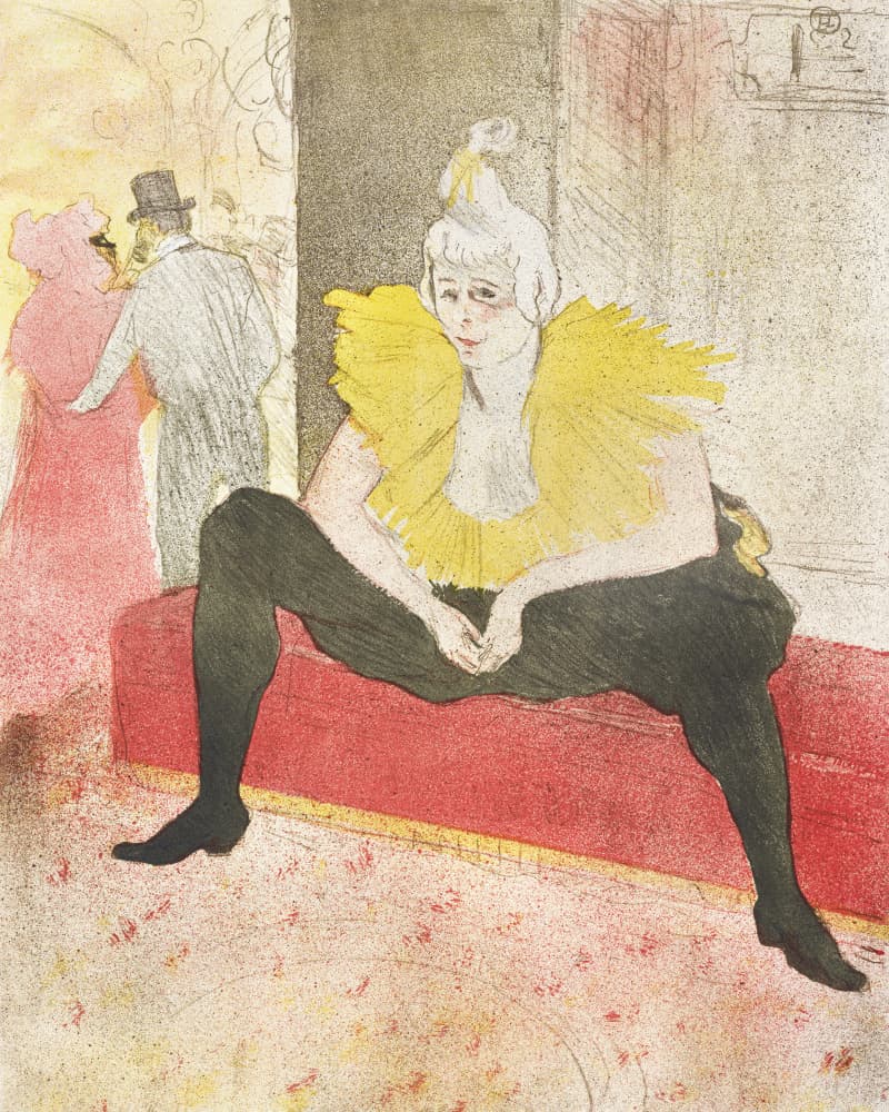 The Seated Clowness (miss Cha U Kao) (1896) by TOULOUSE LAUTREC — canvas wall art