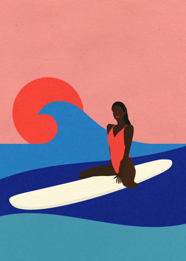 Girl On a Surfboard by Rosi Feist — canvas wall art