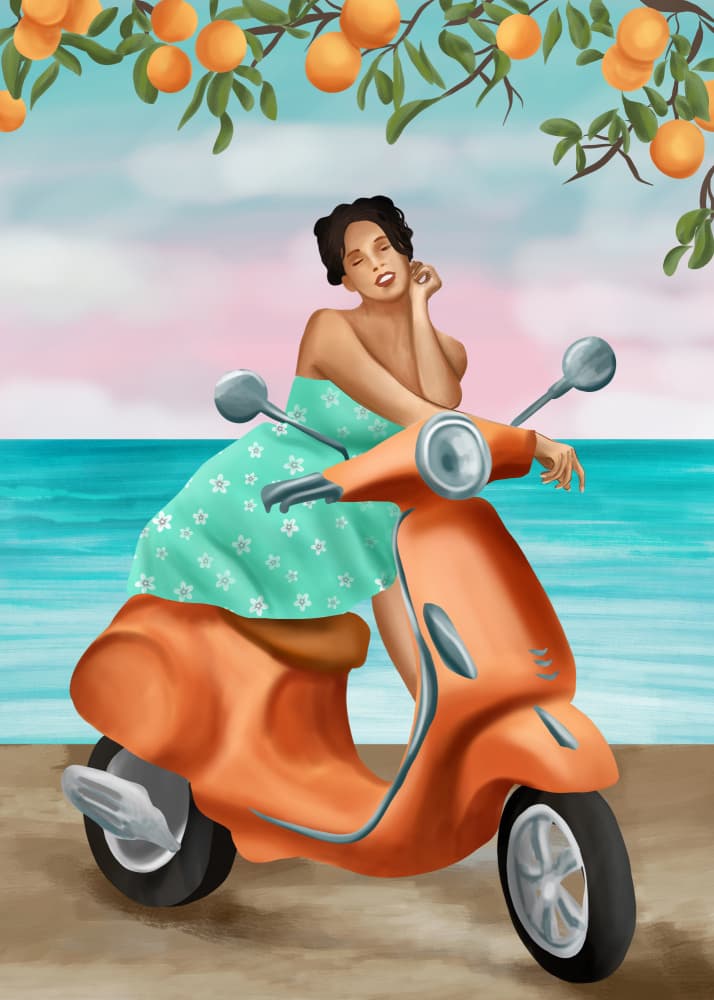 Seaside Orange Scooter