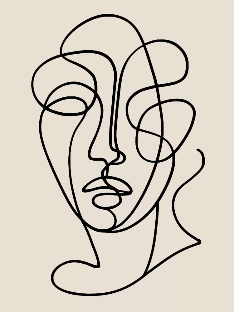 Continuous Line Face by Little Dean — canvas wall art