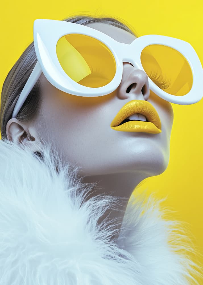 Yellow Lips White Sunglasses by Andreas Magnusson — canvas wall art