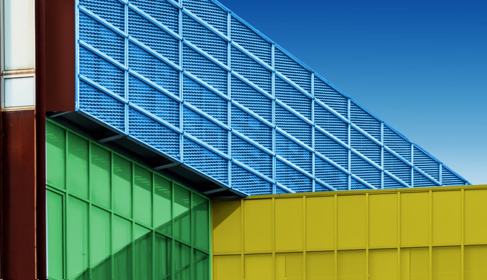 Vibrant Building Geometry by Jois Domont ( J.L.G.) — canvas wall art